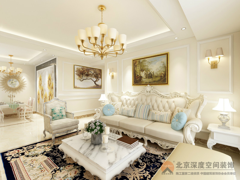 欽州光大天驕御景135㎡歐式風格裝修效果圖案例